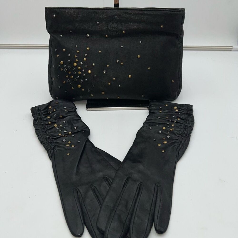 Armani Exchange Lambskin Studded Gloves Clutch Bag Set XS S